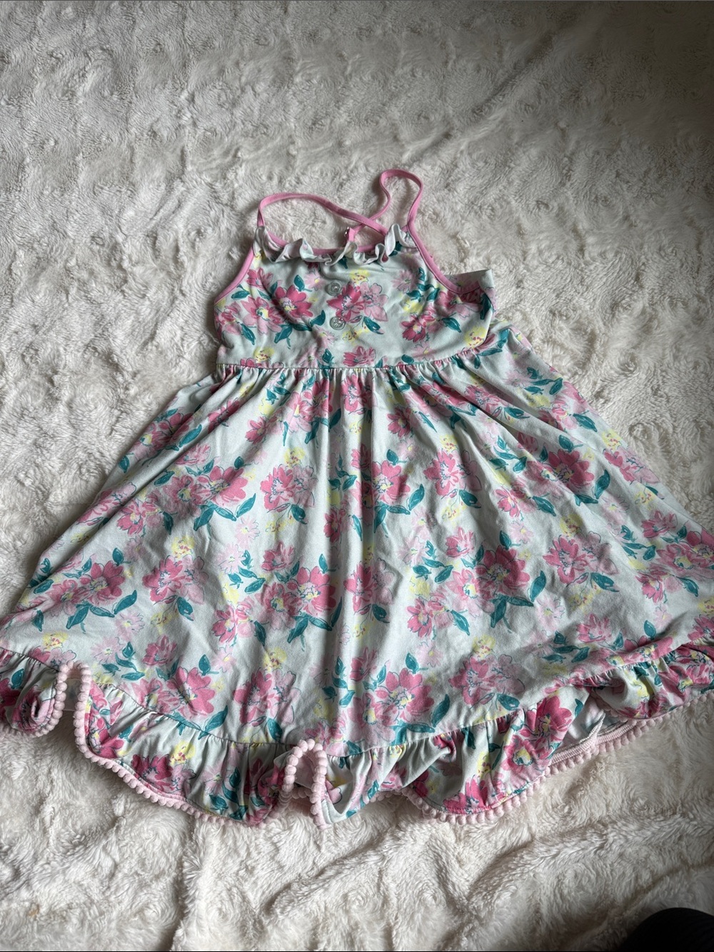 Love Millie girls sz 6 Pink Floral Sundress with Ruffle Trim